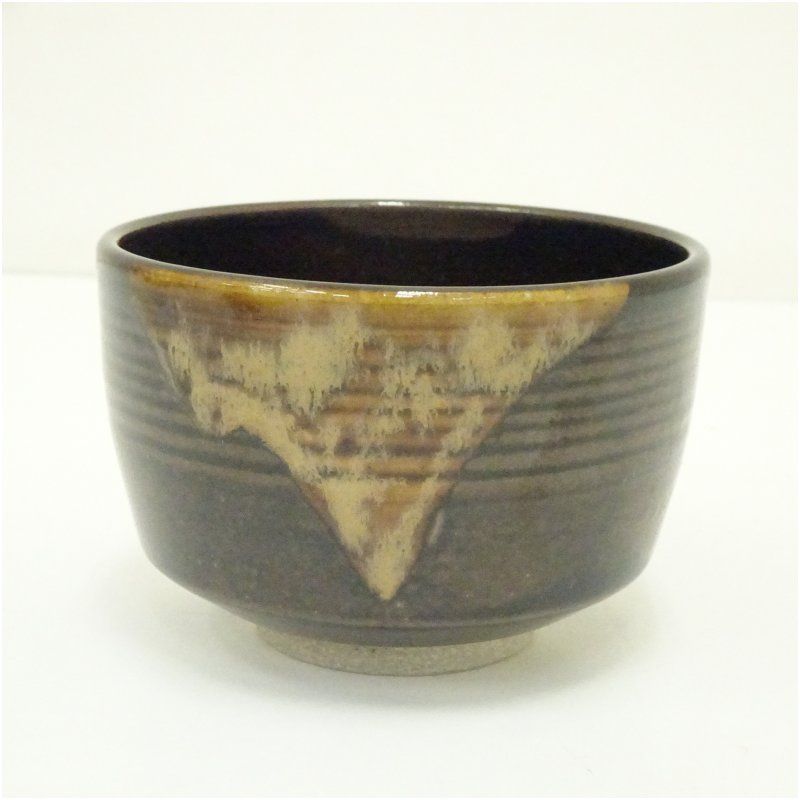 膳所焼 小売業者 岩崎新定造 面取茶碗（共箱） 茶道 抹茶 おしゃれ