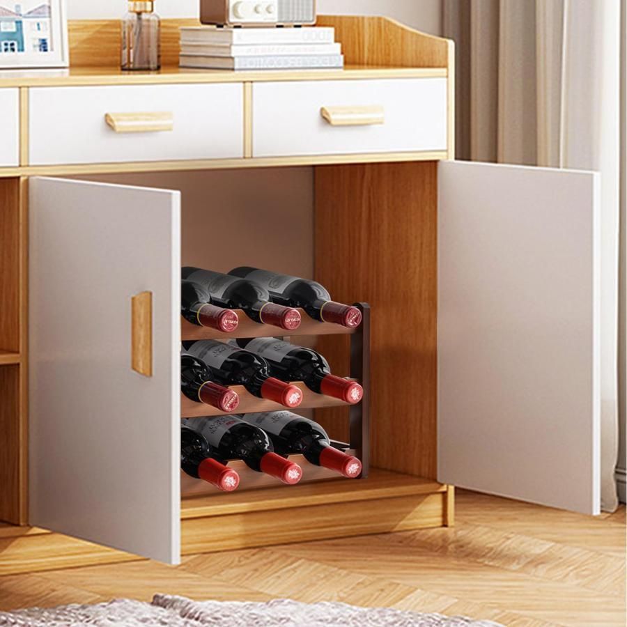 竹製 12本ワインラック 揺れ動く 積み重ね可能 竹製 12本ワインラック