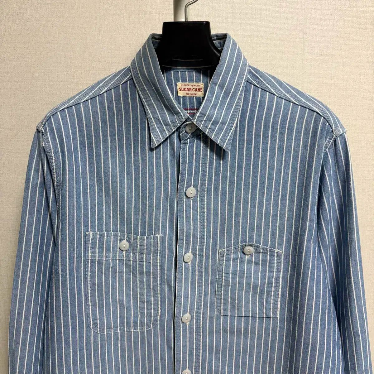 SUGAR CANE ヒッコリー シャンブレー ワークシャツ ライトブルー M