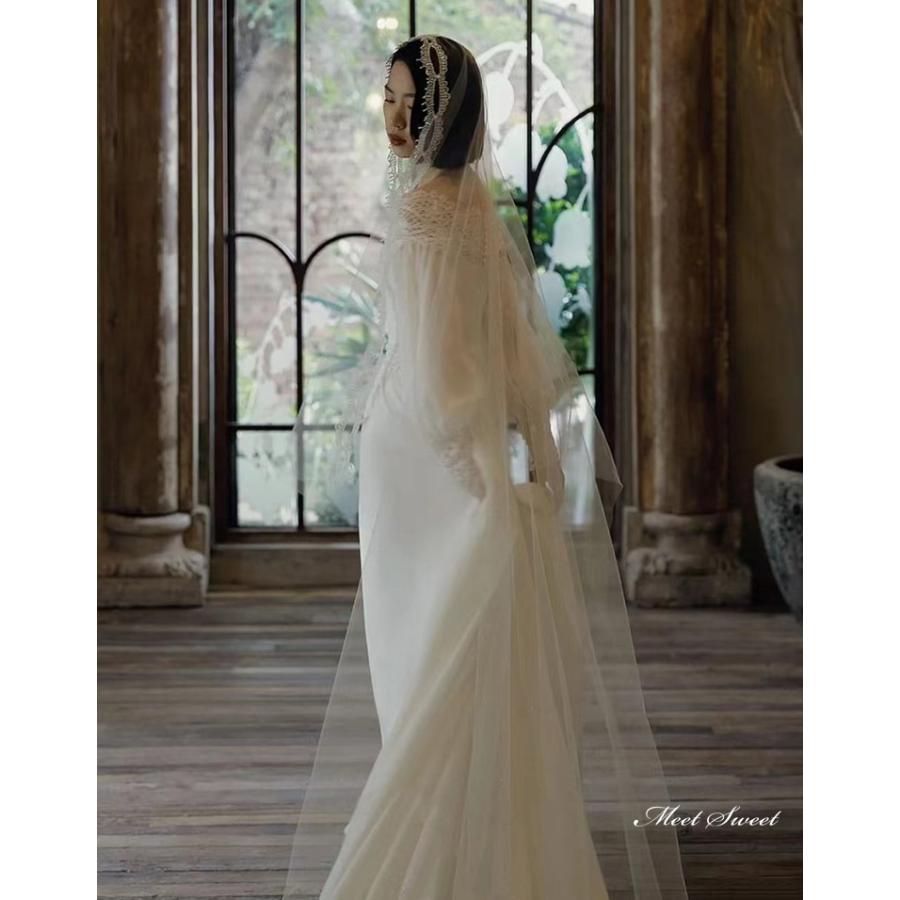 ウェディングドレス ロングドレス スレンダーライン オフショルダー 長袖 二次会 結婚式 前撮り 花嫁 ウエディングドレス サテン 海外挙式 ブライダル xzdsbqz USTAUSTRALIA_COM_AU