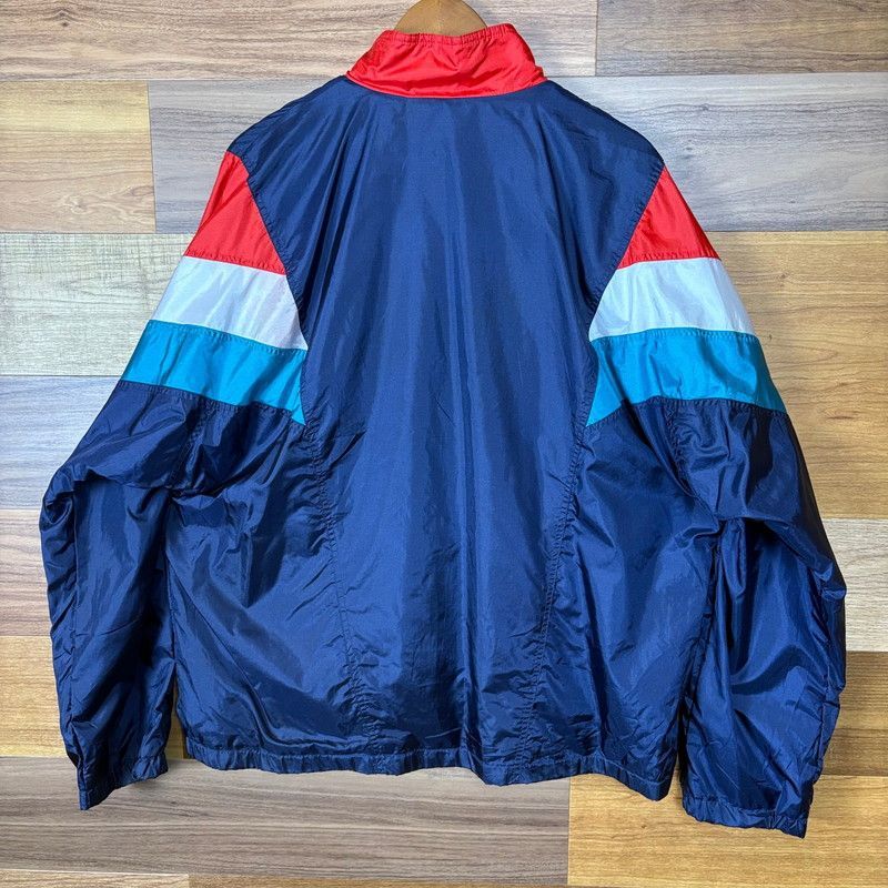 90s adidas トラックジャケット L 赤×水色 トレフォイル 国旗タグ 90s