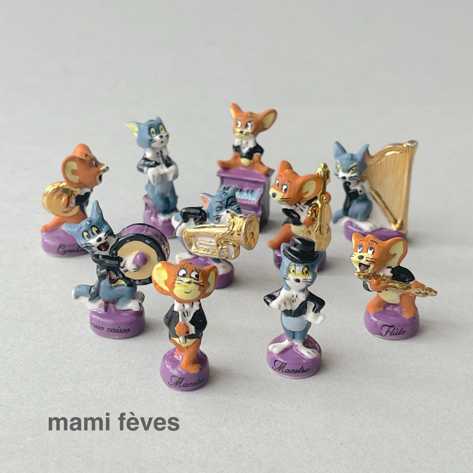 フェーヴ トムとジェリーのオーケストラ 10個 フランス フェーブ ミニチュア陶器