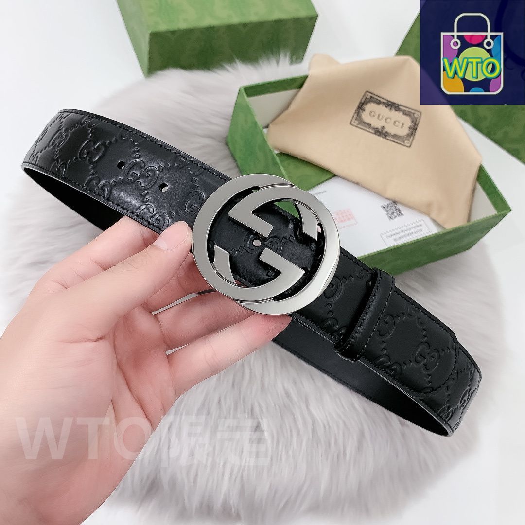 GUCCI バックル　ダブルG ベルト パール付き ダブルG ワイド ベルト ・ブラック レザー | GUCCI公式