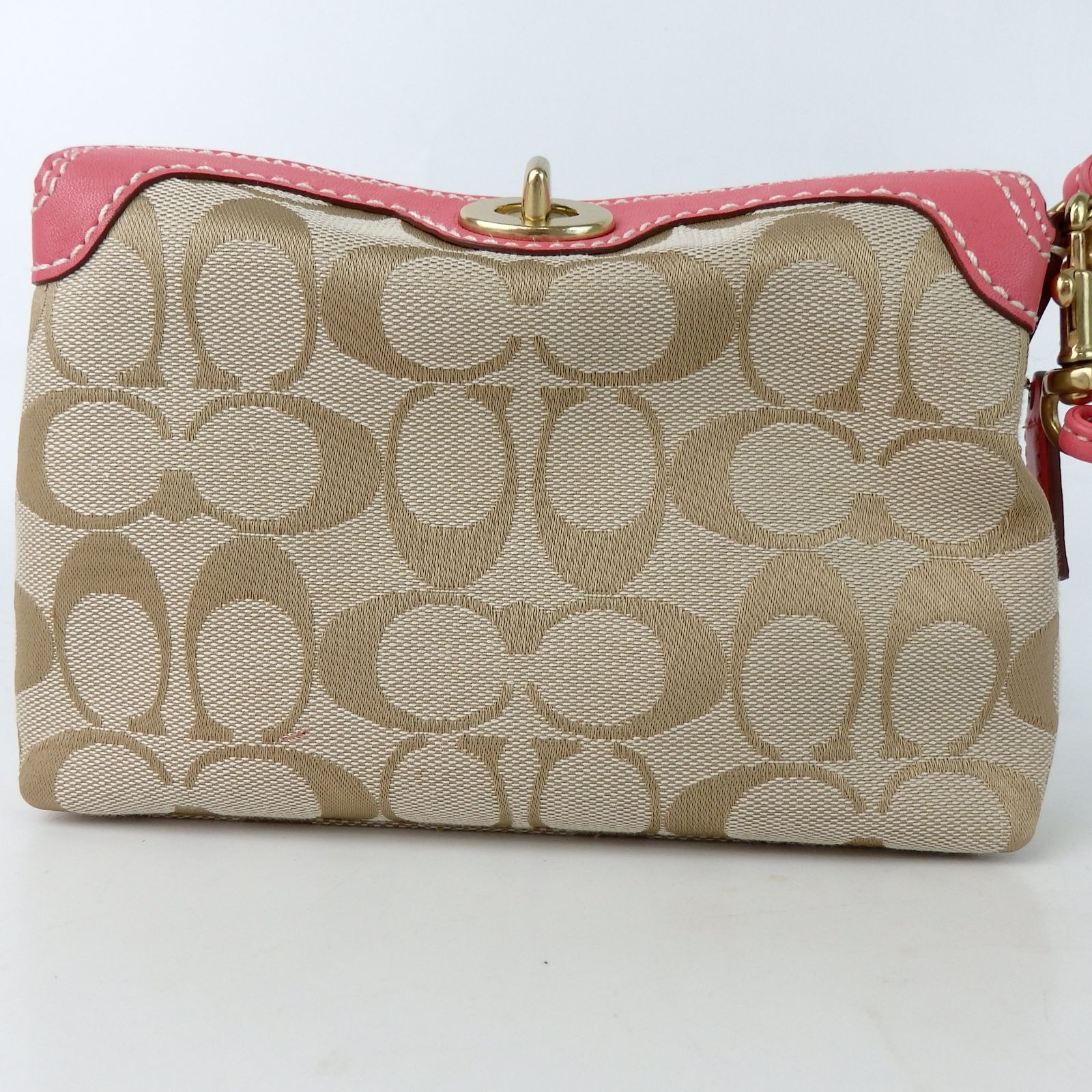 COACH】コーチ シグネチャー ポーチ ピンク ブラウン キャンバス 