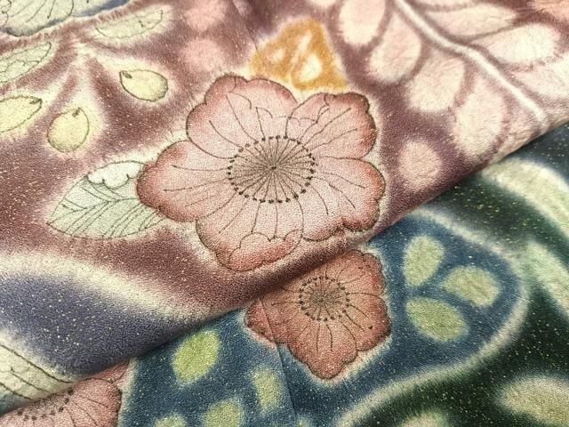 平和屋着物○訪問着 絞り 辻が花 金通し地 正絹 逸品 AAAZ7676ph