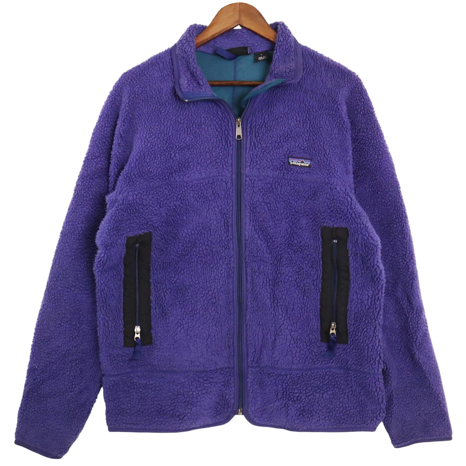90年代 USA製 patagonia パタゴニア Retro-X レトロX フリースジャケット 初期型 アウトドア パープル (メンズ L) 中古 古着 A3105