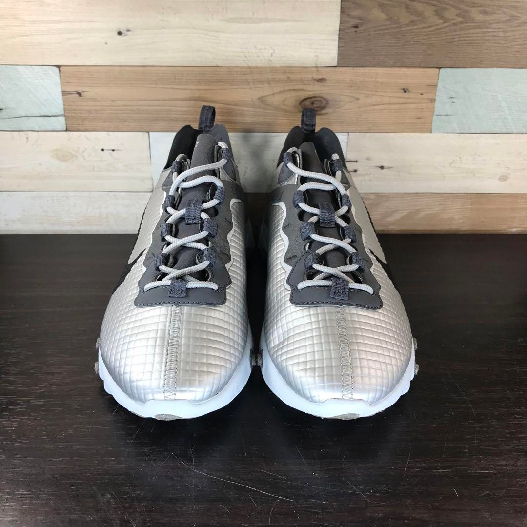 美品 NIKE REACT ELEMENT 55 PRM リアクト エレメント 55 プレミアム グリッド シルバー ブラック 黒 メンズ ナイキ スニーカー 27 cm U07268