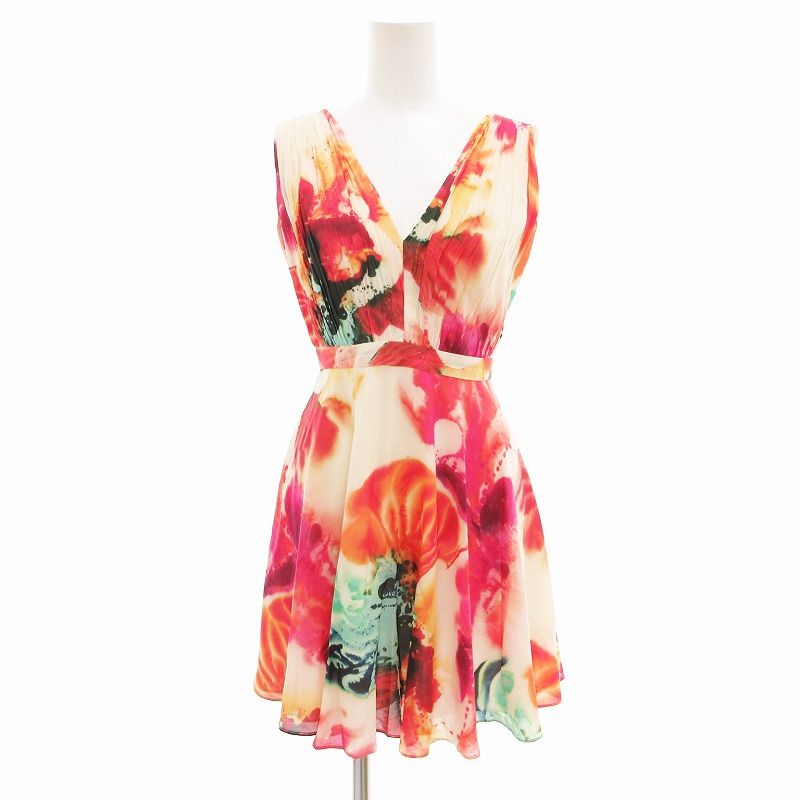 【完売必至】ALICE+OLIVIA マルチカラー Vネック ミニワンピース 完売必至】ALICE+OLIVIA マルチカラー Vネック ミニワンピース