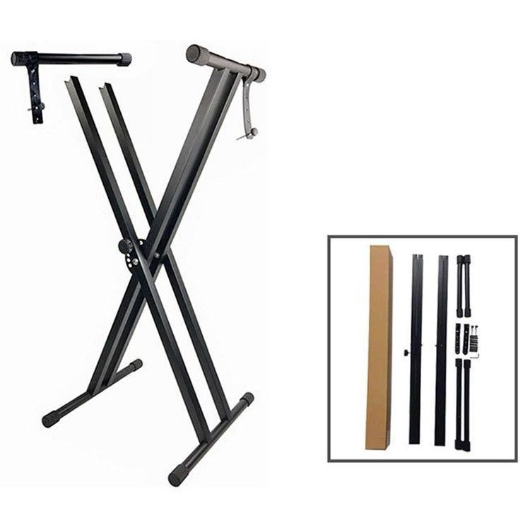 送料無料】 ブラック キーボードスタンド スチール製 X型 折りたたみ