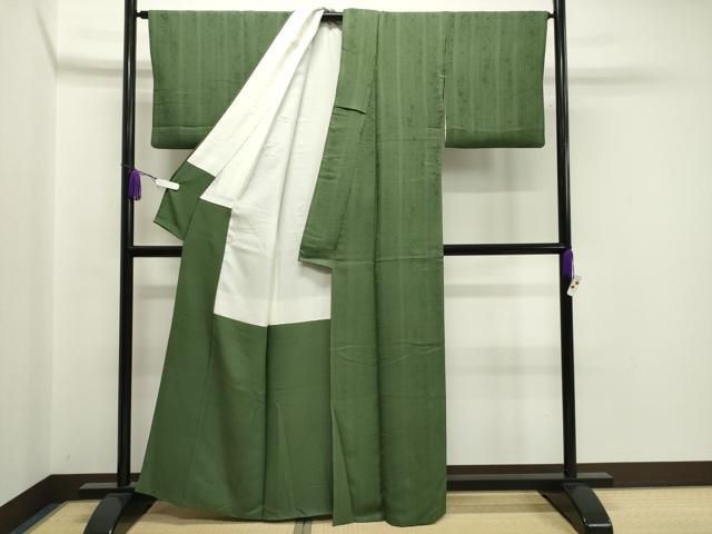 平和屋着物▽上質な色無地 結幡 単衣 千草鼠色 正絹