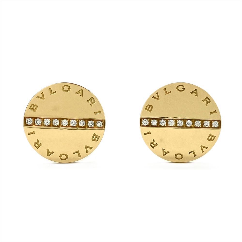 ブルガリ BVLGARI ブルガリブルガリ カフスボタン カフリンクス K18YG 16.9g ダイヤモンド イエローゴールド メンズ