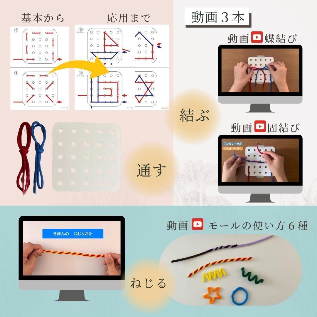 小学校受験　教材　毎日の巧緻性トレーニングボックス　知育　紐通し　はさみ　制作