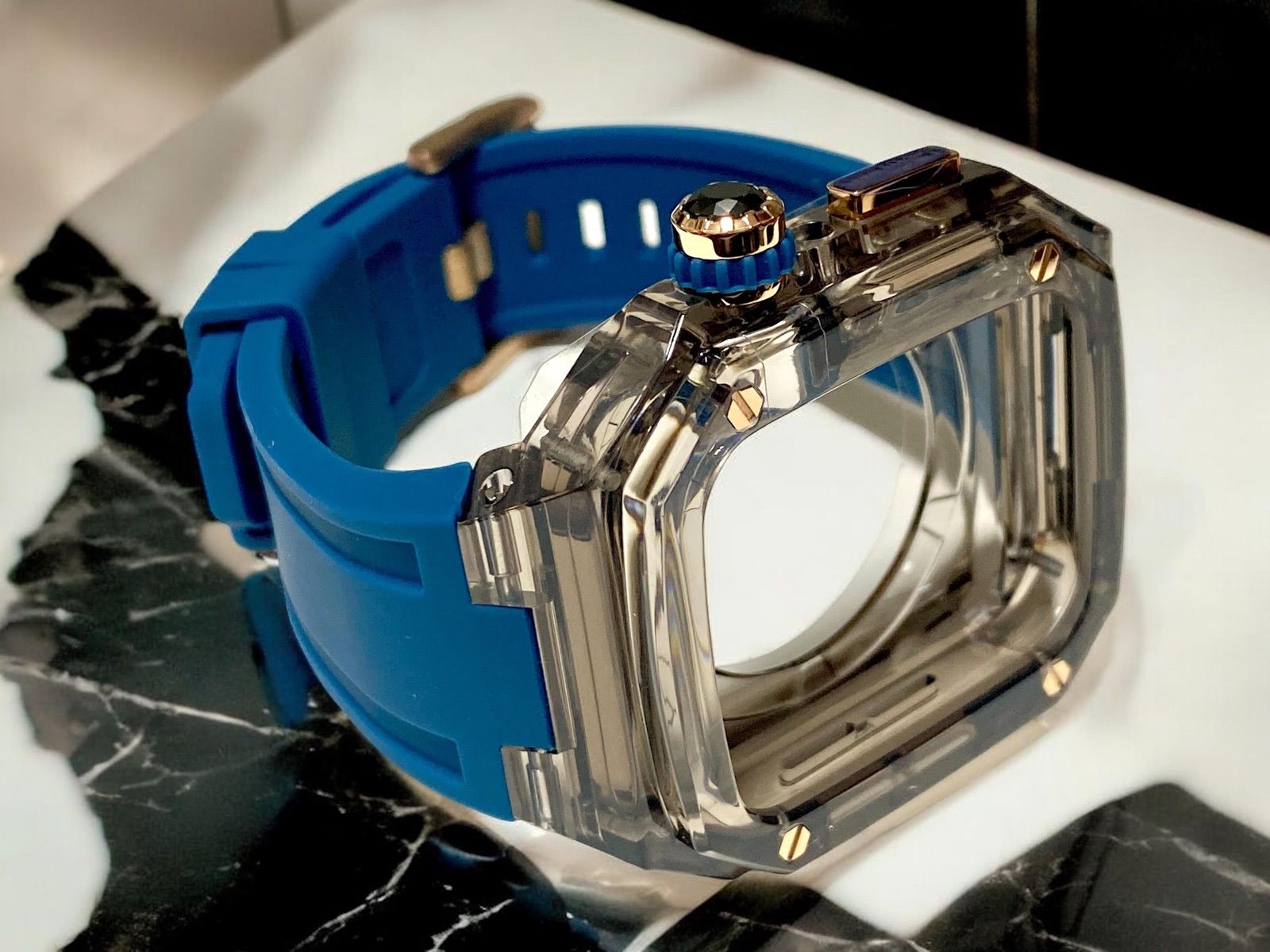 アップルウォッチ ラバーベルト カバー クリア ケース 40mm 41mm 44mm 45mm SE スポーツ メンズ レディース 4スクリュー Apple Watch バンド レディース メンズ スポーツ17