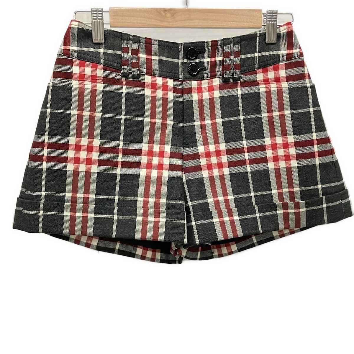 Burberry Blue Label バーバリーブルーレーベル ショートパンツ サイズ36 S レディース - 黒×レッド×アイボリー チェック柄