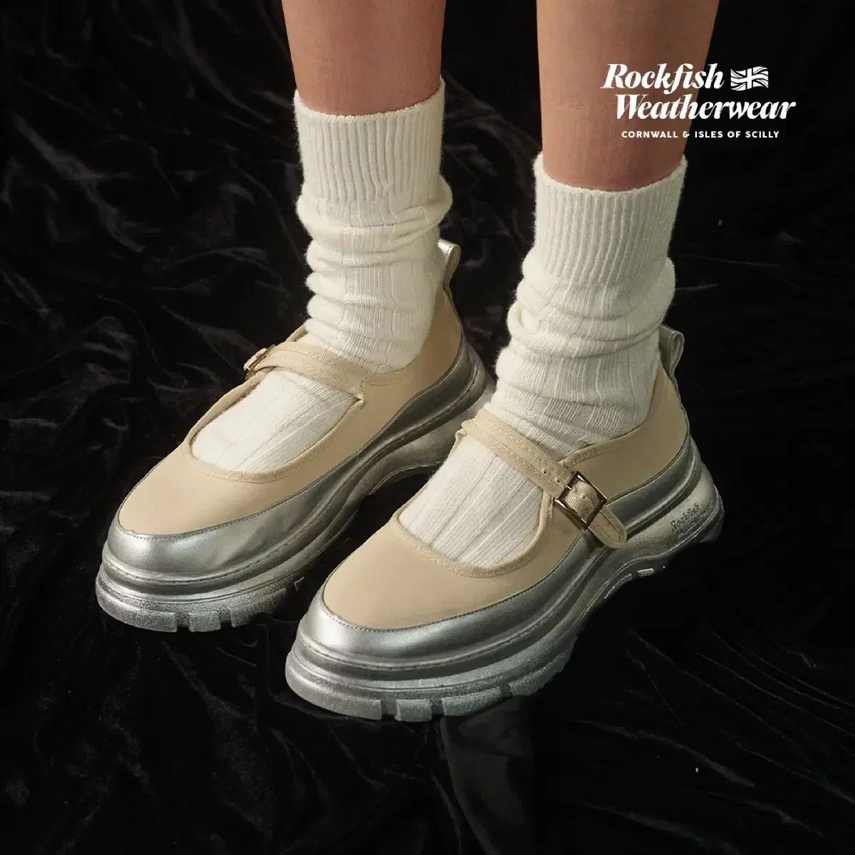 ROCK FISH ロックフィッシュ フラットフォーム ストラップ MARY JANE メリージェーン ベージュ 240