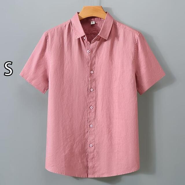 S メンズ ファッション 服 男性用 オシャレ シンプル 大人 かっこいい 大きいサイズ ストリート 紳士服 夏 無地 リネン 半袖 シャツ 夏 快 カジュアル コットン リネン シャツ 薄手 フル リネン 服