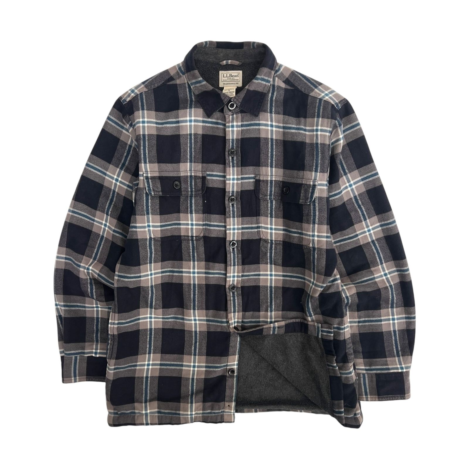 L.L.BEAN エルエルビーン 裏フリース チェック柄 長袖シャツ M/ネイビー 系