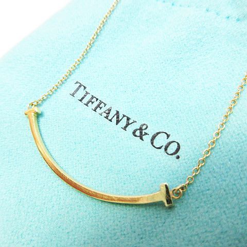 ○ Tiffany&Co. ティファニー K18YG Au750 Tスマイル ネックレス