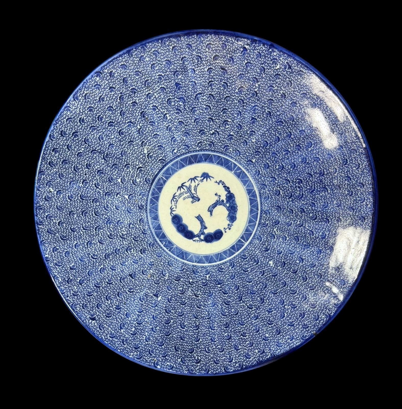 古伊万里　大皿　印判　染付　松竹梅　42cm 古伊万里 二重角富紋 錦松竹梅 直径15cm なます皿 3枚セット (24