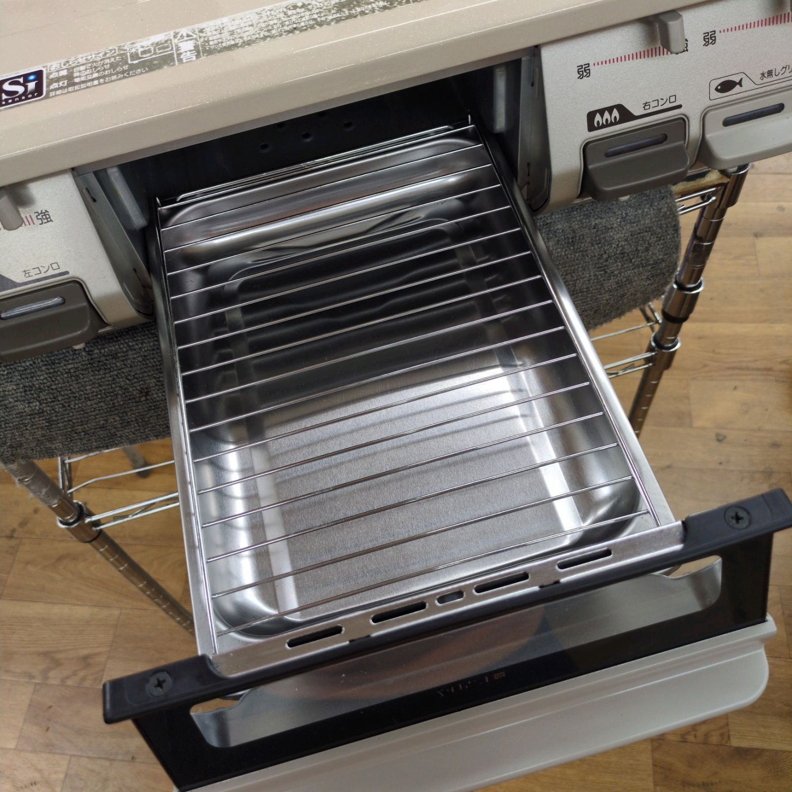 J307 排気グリル内使用感 2019年製 Rinnai 都市ガスコンロ 水無し片面焼きグリル