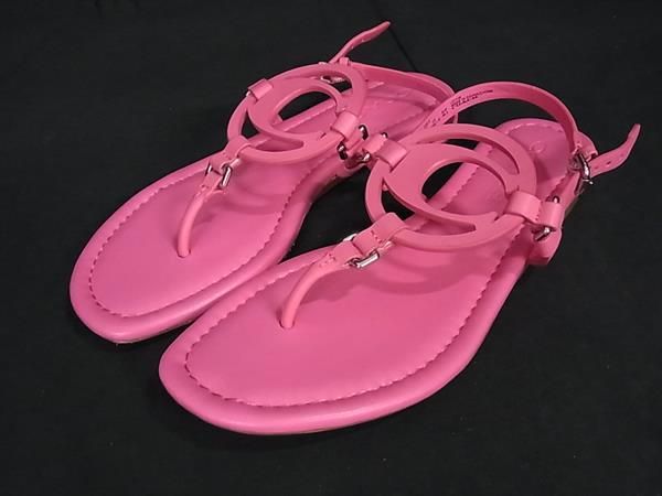■極美品■ COACH コーチ レザー ビーチサンダル 表記サイズ 6 (約23.0cm) 靴 シューズ レディース ピンク系 FM0399