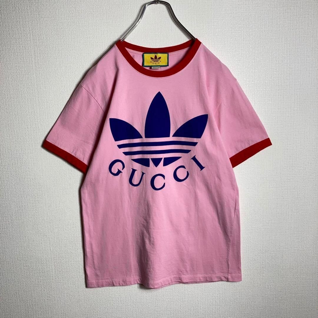 新品 コラボ adidas x Gucci クロップドTシャツ XXS ピンク GUCCI - 【絶版超希少】GUCCI × adidas 限定 コラボ クロップド