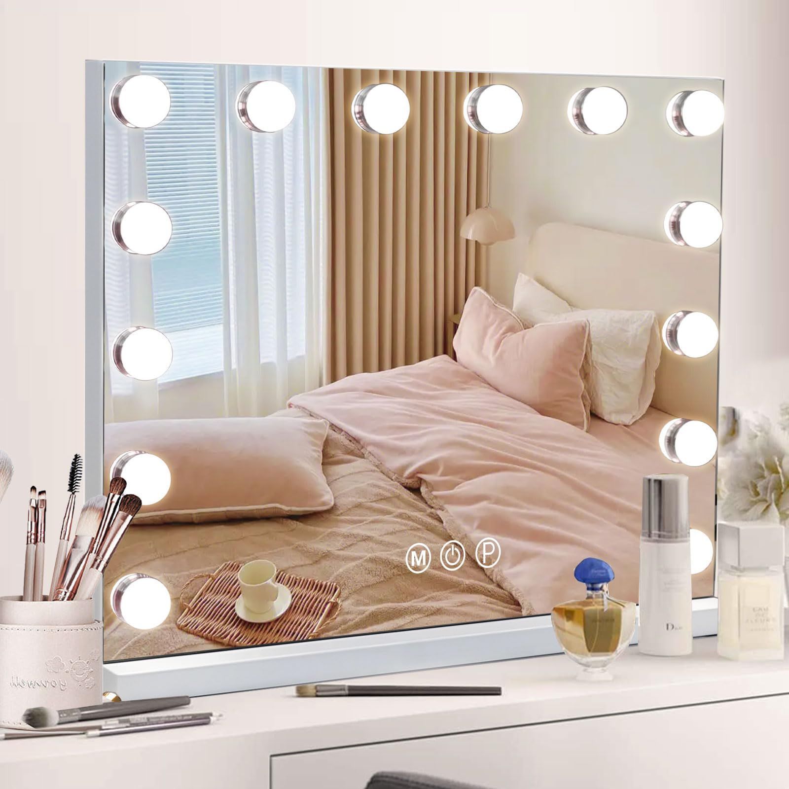 50cm×40cm-USBケーブル給電‐白 Fenair 化粧鏡 女優ミラー ハリウッド