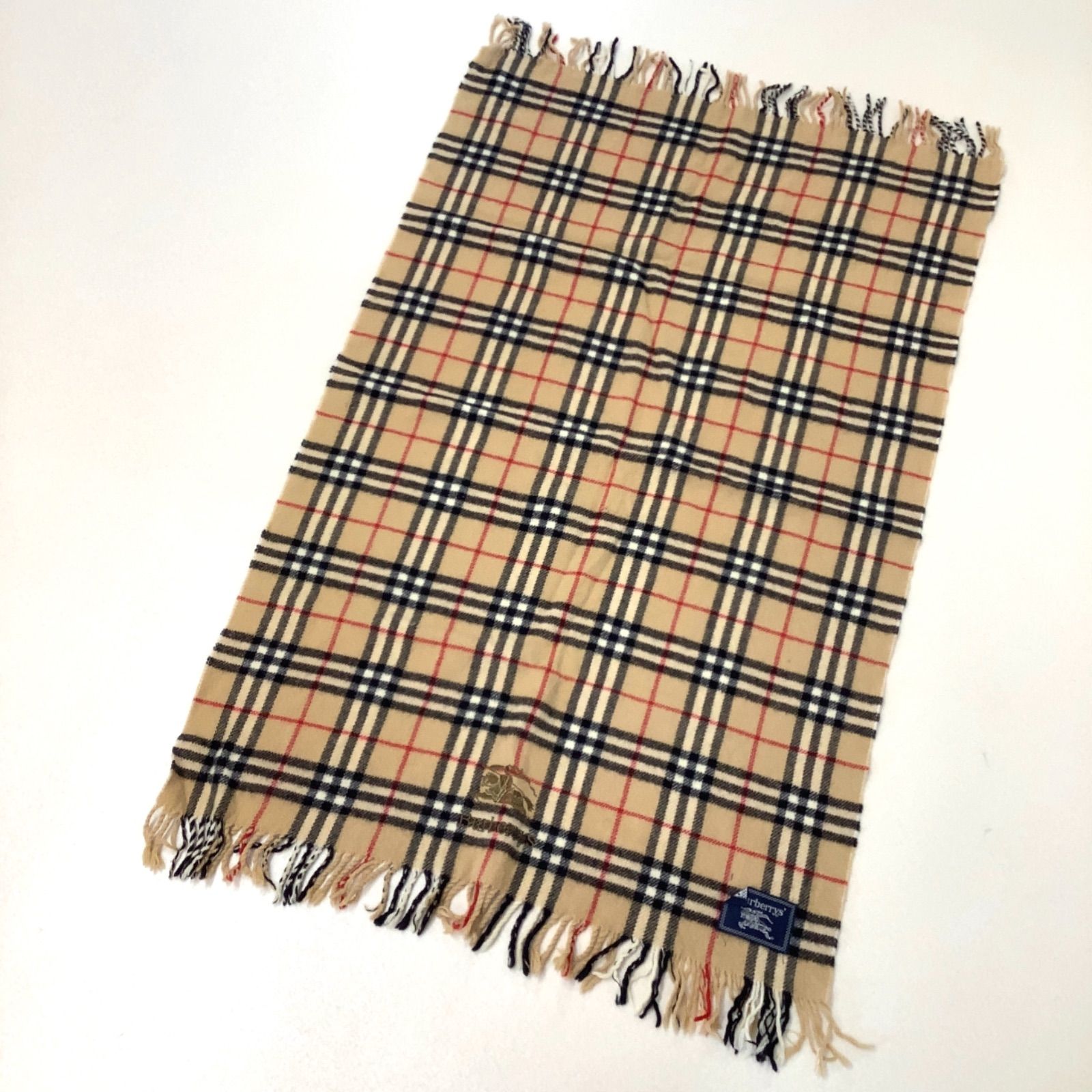 【良品】バーバリーロンドン　ノバチェック　ウールマフラー　大判　ホース刺繍ロゴ バーバリー ロンドン Burberry ノバチェック柄 マフラー