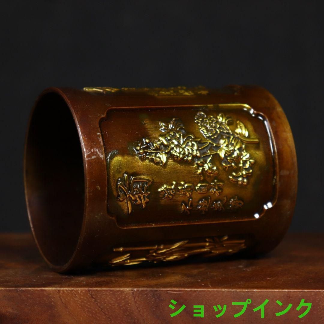 銅器 梅蘭竹菊筆筒 筆筒 文房 置物 装飾品 工芸品 美術品 銅器 梅蘭竹菊筆筒 筆筒 文房 置物 装飾品 工芸品 美術品