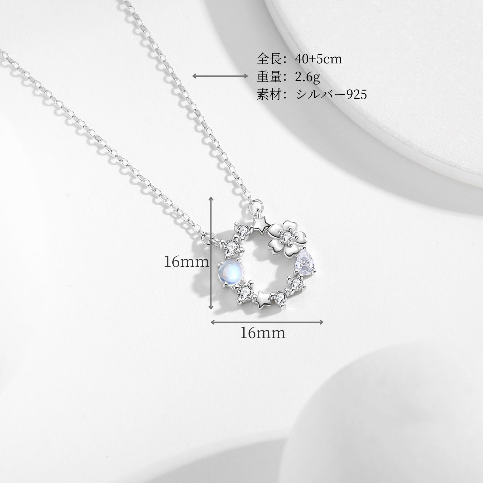 ORIKIN ネックレス レディース 桜ネックレス 桜 ペンダント 花 金属アレルギー対応ネックレス キュービックジルコニア シルバー925 プレゼント女性 40 5 cm