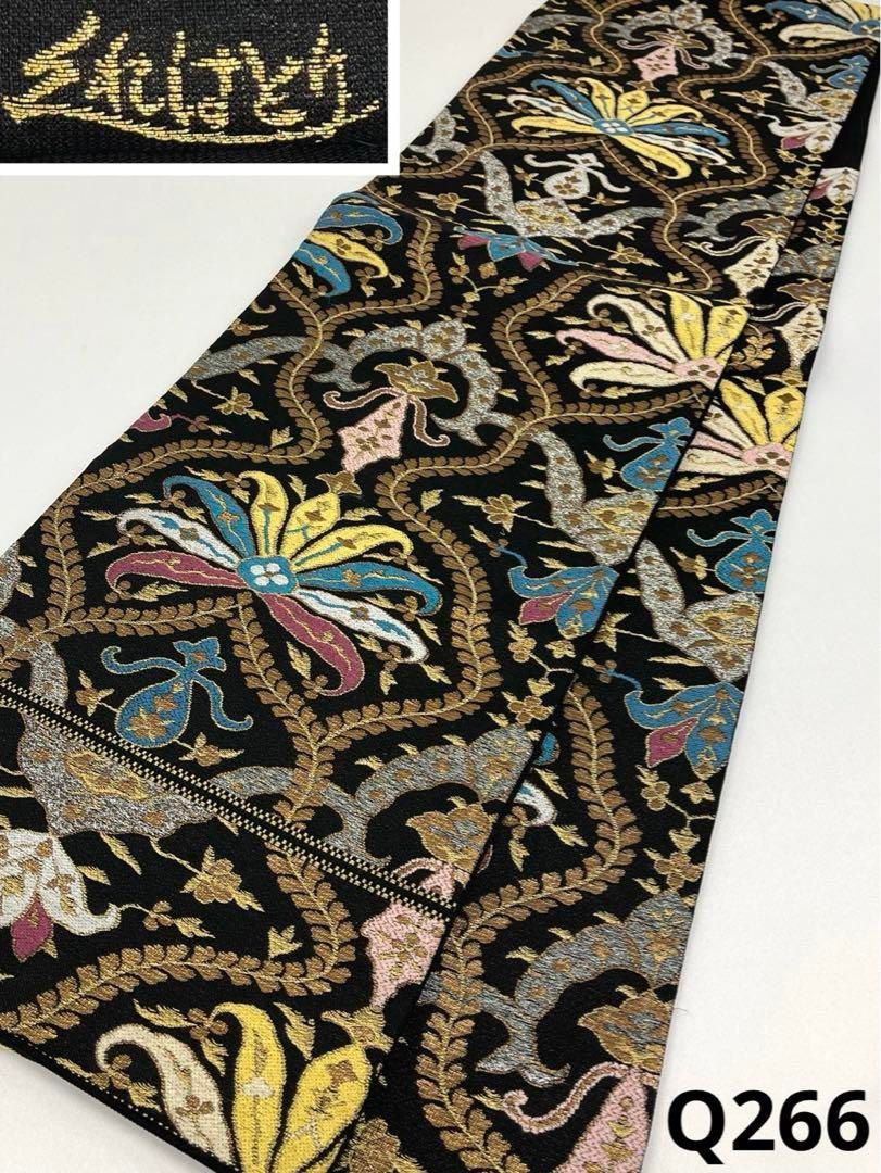 手織 くれはとり 袋帯 金糸 銀糸 正絹 六通