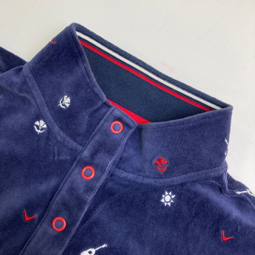 サイズ：L CALLAWAY キャロウェイ ベロア 半袖ワンピース 刺繍