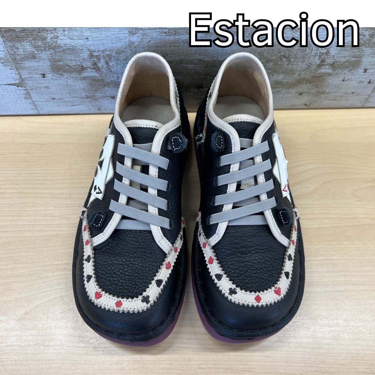 2025秋冬 Estacion エスタシオン トランプモチーフ 本革スリッポン