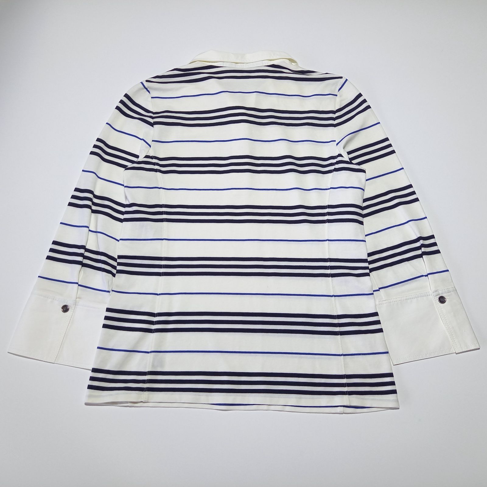 バーバリー ボーダー 長袖 ポロシャツ 白 黒 青 2サイズ Burberry