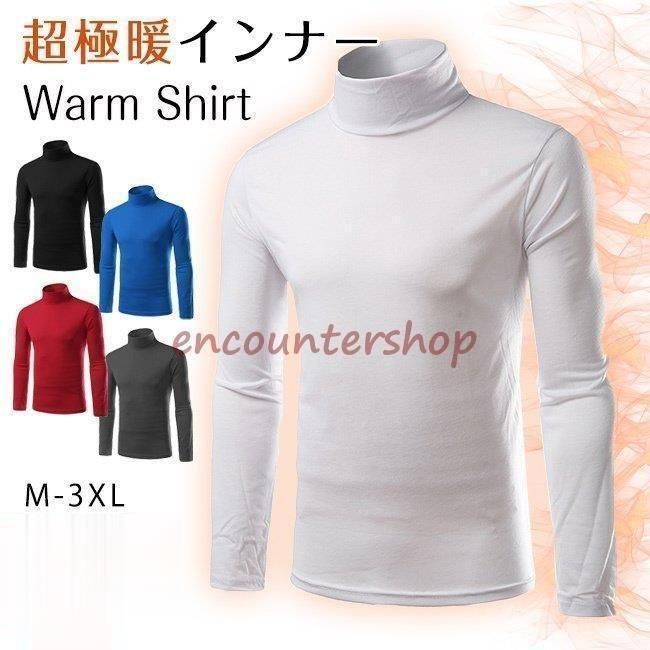 極暖インナー メンズ 裏起毛Tシャツ 長袖 ハイネック あったか 防寒下着 ストレツチ 秋冬物 カットソー 厚手 軽い  sou 