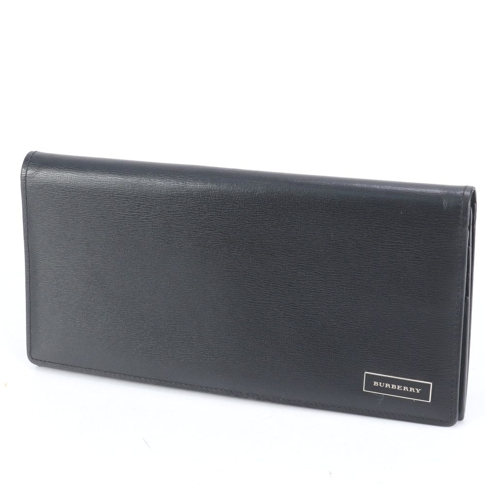 未使用品✨バーバリー 折り財布 ノバチェック ロゴ型押し レザー 黒色 未使用BURBERRY バーバリー レザー二つ折り財布 ブラック ノバ