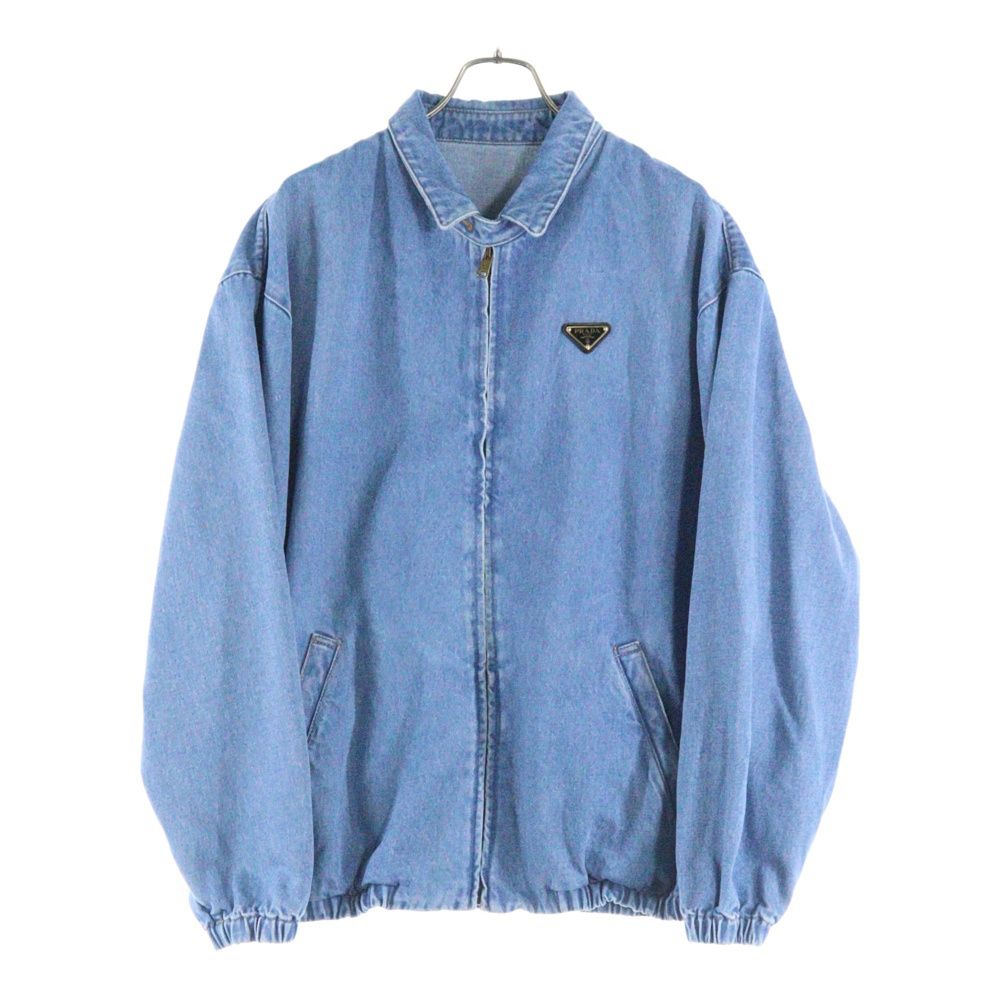 PRADA プラダ 23SS トライアングルロゴプレート ジップアップ デニム トラッカージャケット ゴールド金具 インディゴ GFB310