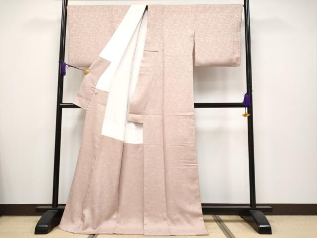 平和屋本店□極上 紋屋井関 御寮織 お召 色無地 桐竹鳳凰地紋 水柿色地  