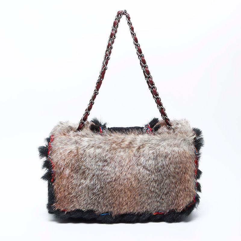 CHANEL シャネル ショルダーバッグ 14番台 ラビットファー ツイード