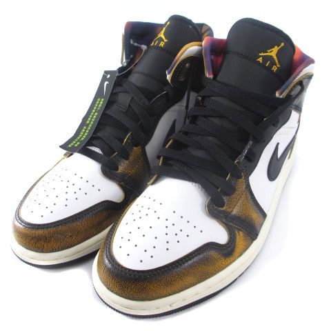 ナイキ NIKE タグ付き AIR JORDAN 1 MID Wear-Away スニーカー 靴 シューズ DQ8417-071 27cm 白 ホワイト 黄 イエロー