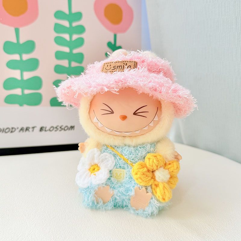 ラブブ　着せ替えつき　ブルー labubu ぬいぐるみ 服 着せ替え LABUBU ラブブ labubu17cm