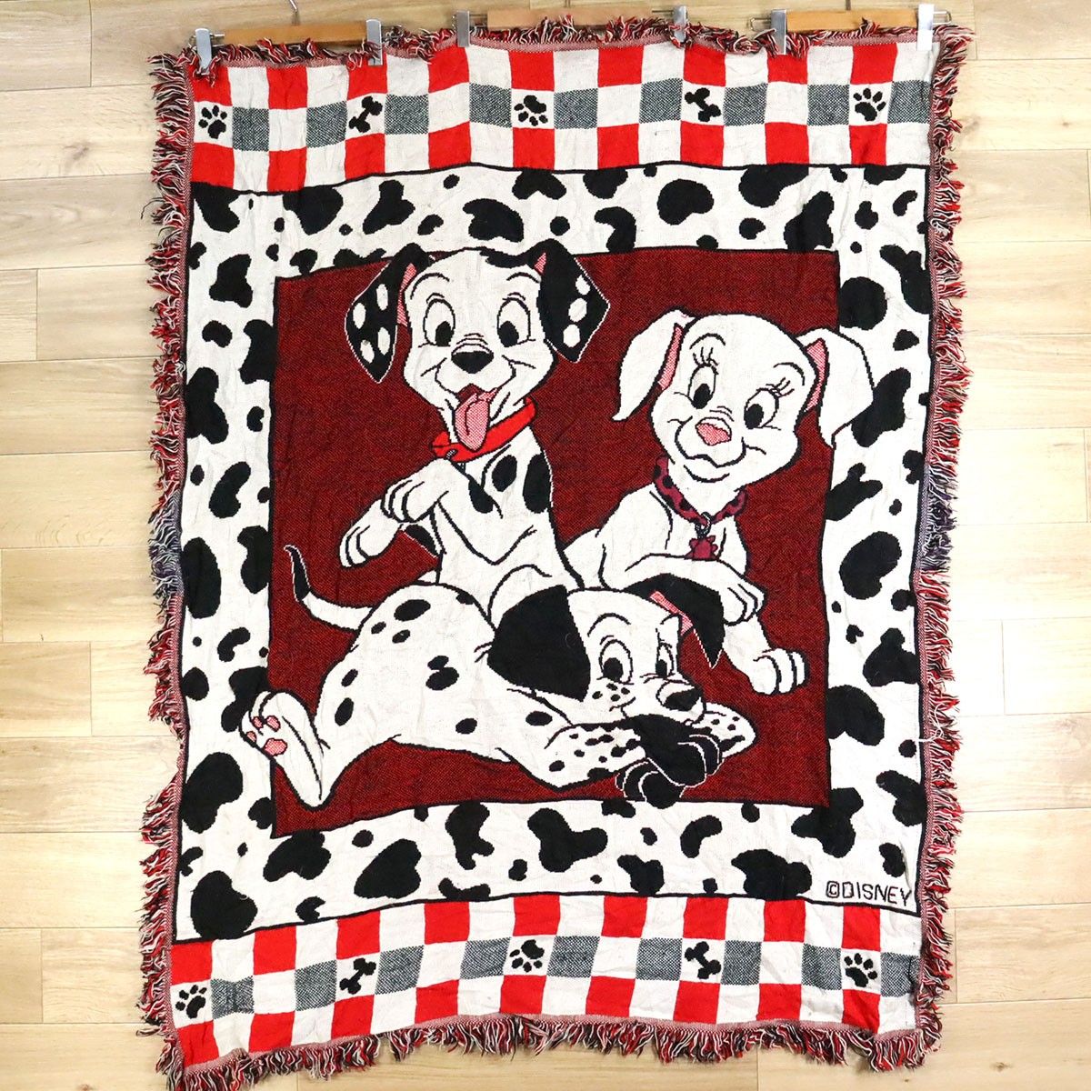 希少 Disney 101匹わんちゃん ダルメシアン 犬柄 ヴィンテージ ラグ