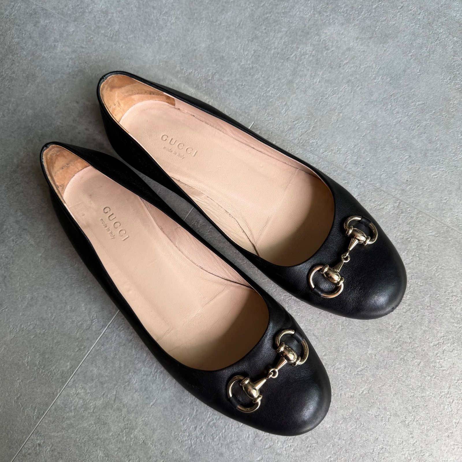 GUCCI G レザー バレエ フラットシューズ GUCCI レザー バレエシューズ ホースビット付き | NET-A-PORTER