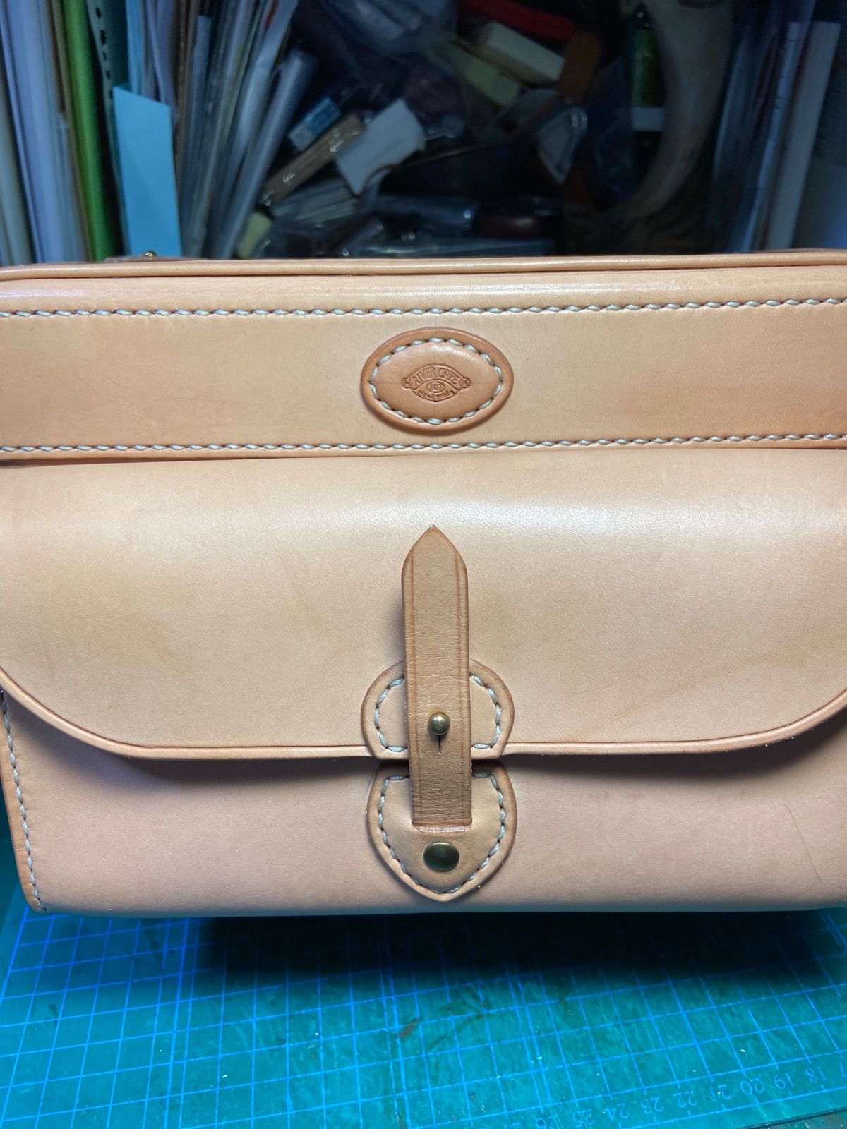 フロントバッグ 総革 手縫い 東叡社キャリア用