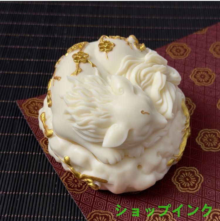 象牙果蒔金九尾狐盤香炉 茶道具 香道具 工芸品 美術品 置物