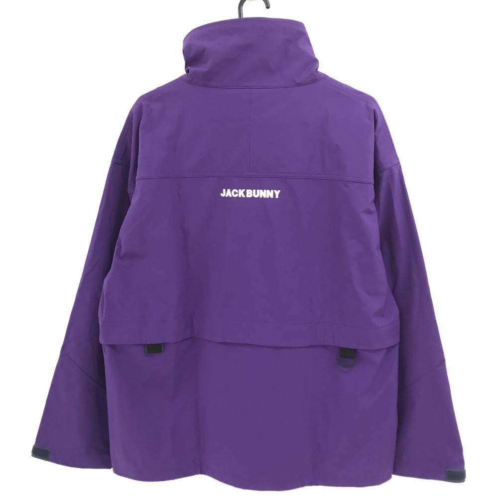 超 ジャックバニー ジャケットブルゾン パープル×シルバー ロゴプリント ハイネック メンズ 6 XL ゴルフウェア Jack Bunny
