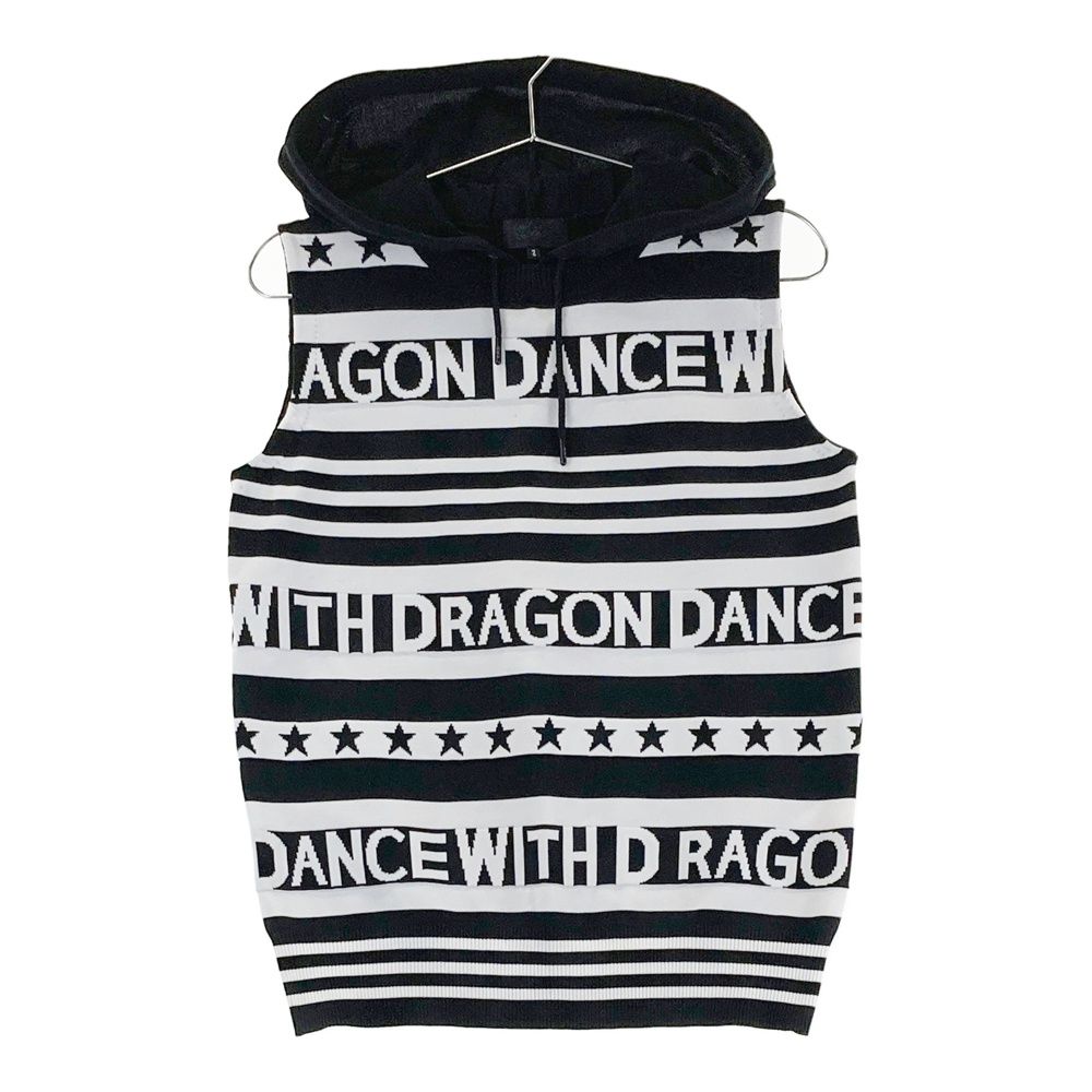 サイズ 2 DANCE WITH DRAGON ダンスウィズドラゴン フード付 ニットベスト チビドラ ブラック系 240101530058 ゴルフウェア レディース ストスト