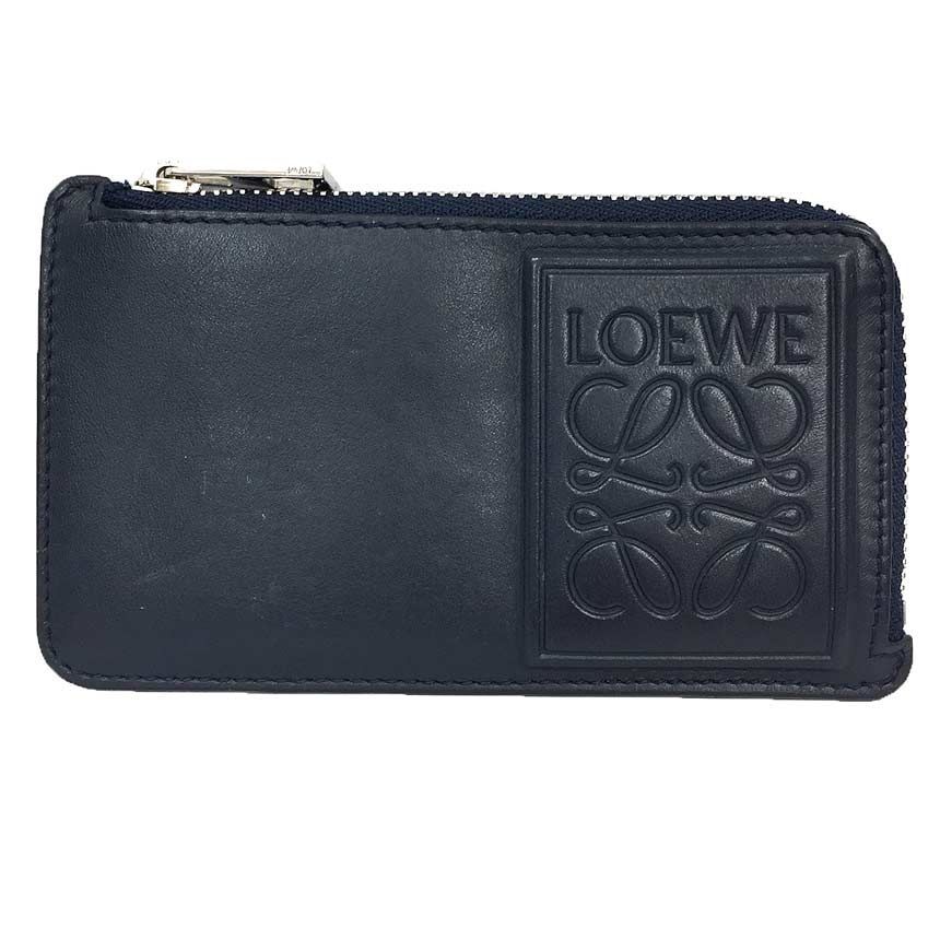 【美品・正規品】ロエベ コインケース アナグラム パズル レザー ネイビー 美品・正規品】ロエベ コインケース アナグラム パズル レザー