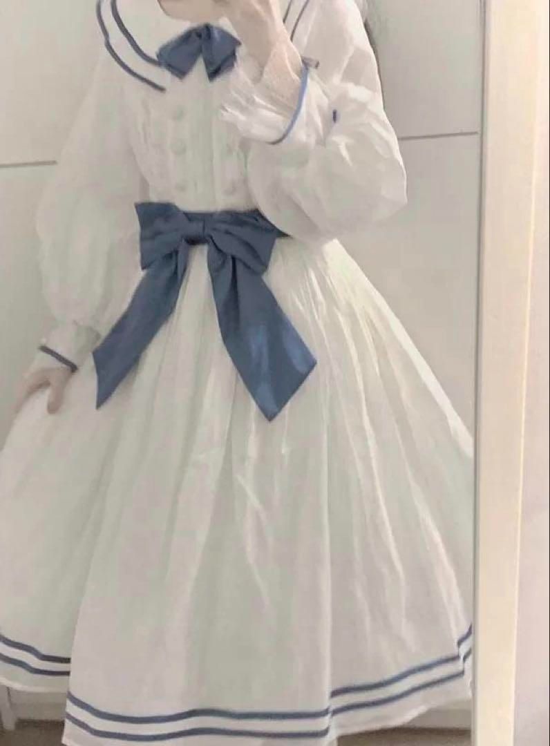 セーラー風ロリータワンピースお出かけや女子会 普段着に最適