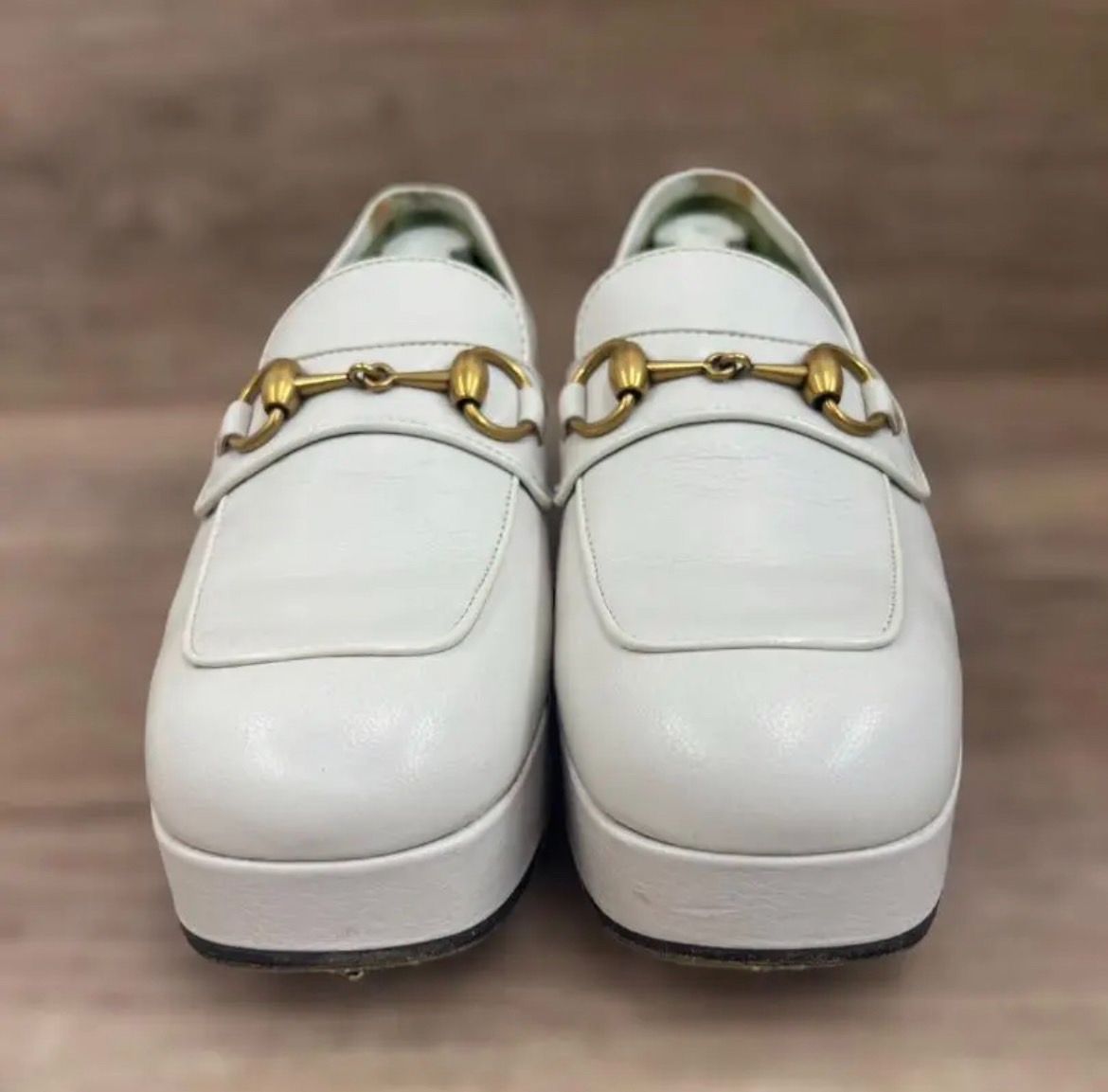 グッチ GUCCI ローファー ホースビット 565365 ホワイト 37 23.5cm 